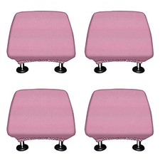 Set of 4 Car Seat Head Rest Cover, Protective Fabric Design Cover Solid Pink
