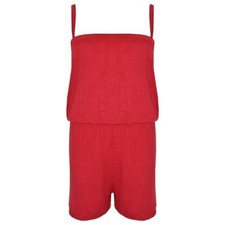 Kids Girls Plain Red Color Playsuit Trendy All In One Jumpsuit New Age 5-13 Yr