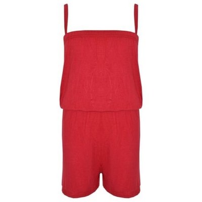 Kids Girls Plain Red Color Playsuit Trendy All In One Jumpsuit New Age 5-13 Yr