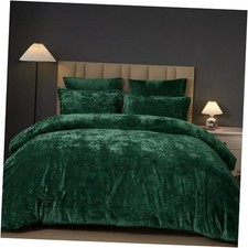 Crushed Velvet Comforter Set King Size, 5-Piece Luxury Queen Emerald Green