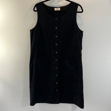 Talbots Dress Sz 12 - 14 Black Btn Front Sleeveless 90s Midi Lagenlook Layering