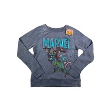 Marvel Comics Womens Avengers Graphic Sweatshirt Gray Metallic Logo Size