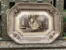 19th Century MINERVA CLASSICAL ENGLISH TRANSFER IRONSTONE EIGHT SIDED PLATTER