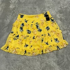 Lauren Ralph Lauren Floral Yellow Tiered Ruffle Skirt Size 8 Womens NWT 6148