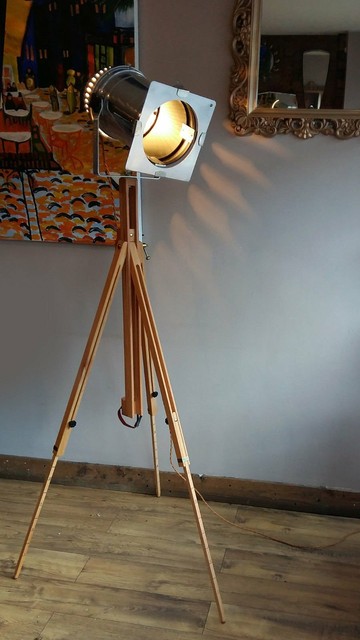 Retro Classic Theatre//Stage Light Tripod Art Deco Stylish Nautical Floor Lamp