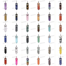 32mm hexagonal pendant beads gemstone jewelry making crystal healing focal bead