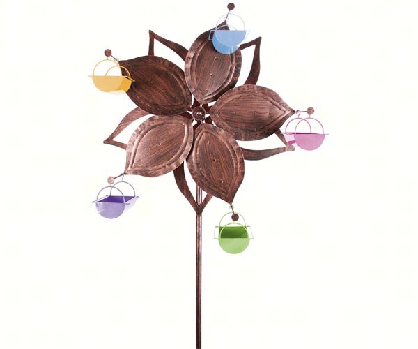 Ferris Feeder Bronze Single Wheel Flower Kinetic Bird Feeder