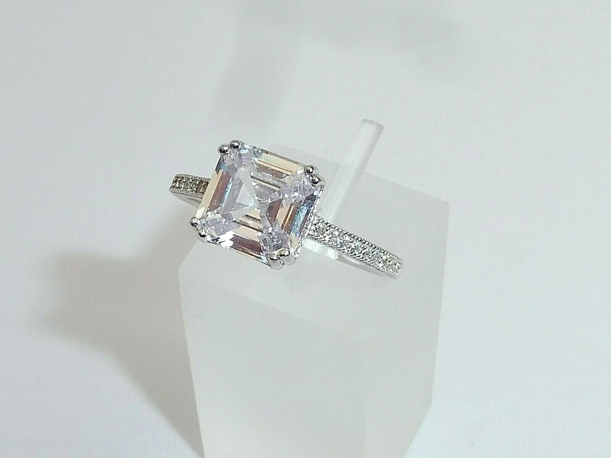 Asscher cut white sapphire on sale ring