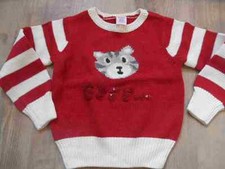 GYMBOREE joli pull rouge blanc chat taille 4 J NEUF ST1016