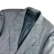 Hickey Freeman Men  s Loro Piana Wool Blazer Gray Chevron Pinstripe   42 R