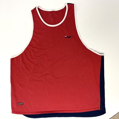 【FILA】 Basic sleeveless t-shirt / 追跡付 Vtg 80 90's FILA LOGO Red White Blue COLORBLOCK Tank Top