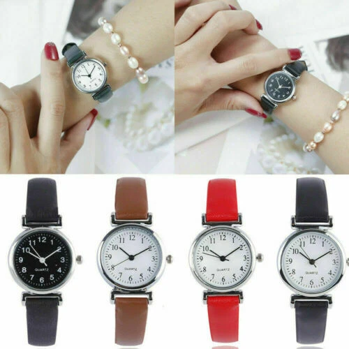 Faux Leather Silver Case Wristwatches