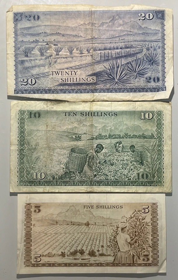 KENYA 1971 5 & 20 Shilingi, 1969 10 Shilingi 3 Banknotes - Image 2 of 2