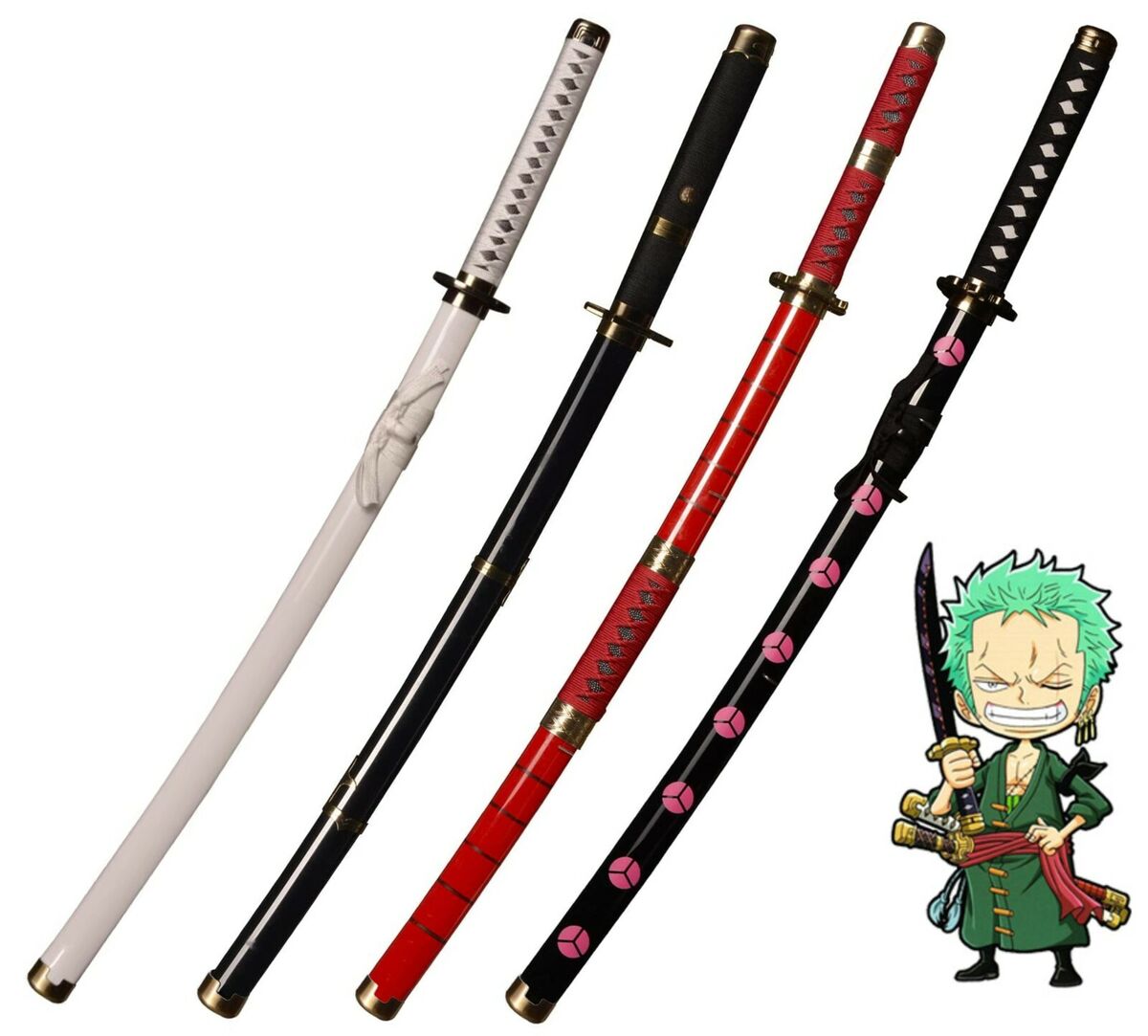 Venditore UK One Piece Roronoa Zoro spade cosplay in legno replica oggetti  di sc