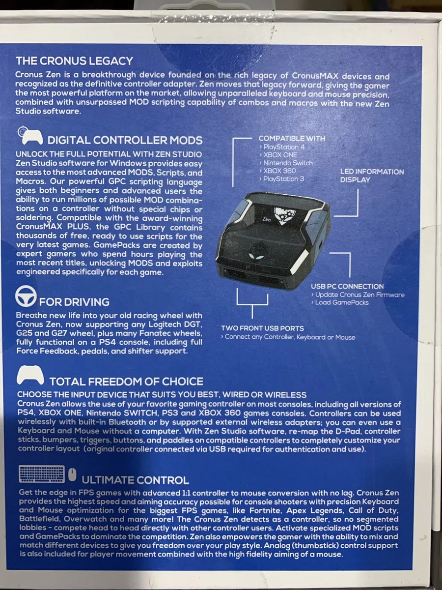 Cronus Zen Controller Emulator for Xbox, Playstation, Nintendo and PC  183654000531