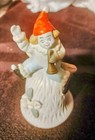 Vintage Bisque Bell Clown Figurine Holding Trumpet Band Circus Birthday Party — photo 1