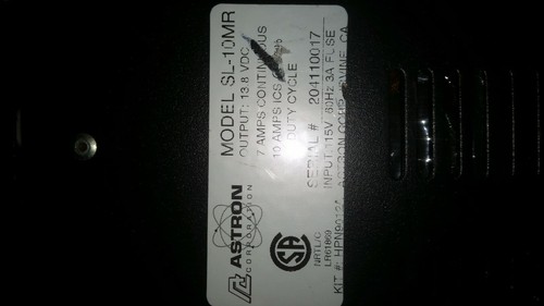 ASTRON POWER SUPPLY SL-10MR, OUTPUT 13.8 VDC, 7A, 10A ICS, INPUT 115V, 60 HZ - Picture 1 of 4