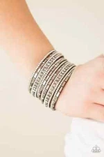 Paparazzi Bracelet- Wham Bam Glam- Brown Suede- Hematite Rhinestone- Snap Wrap