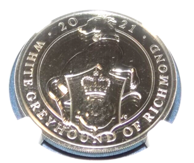 NGC MS69DPL 2025 英国5PD グレイハウンド・オブ・リッチモンド NGC 2021 GREAT BRITAIN 5PD QUEEN'S BEASTS WHITE GREYHOUND MS69DPL