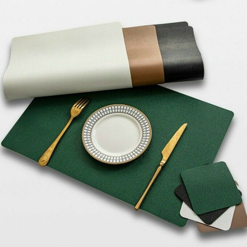 1PC PU Leather Placemat Single-sided Solid Oil Proof Table Mat Coasters ...