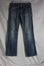 Miss Me Women Jeans 25 Blue Light Wash Embroidered Straight Leg Boot Cut Fit