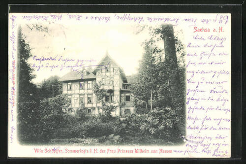 AK Sachsa a. H., Villa Schöpfer, Sommerlogis J. H. der Frau Prinzess Wilhelm vo  - Bild 1 von 2
