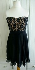 NEW Forever 21 black nude strapless lace dress size L 12