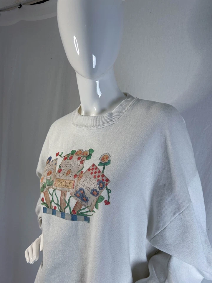 VTG Jerzees Womens 90s Floral Garden Granny Crewneck SweatShirt Sz XL Made USA - Image 4 of 4