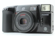[Exc+4] Minolta Mac ZOOM 90 Quartz Date Black Film 35mm camera From JAPAN