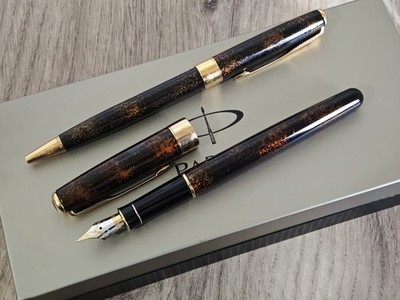 Parker Sonnet Chinese Laque Vision Fonce Fountain Pen & Ballpoint 18K X-Fine Nib