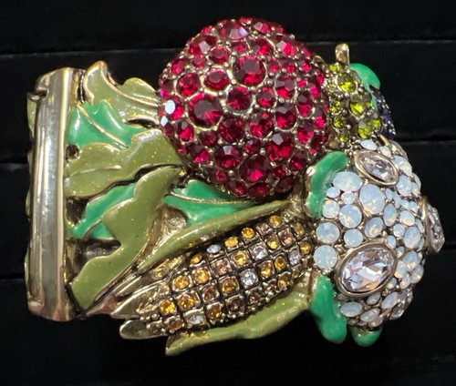 Heidi Daus Multi Colored Rhinestone Vegetable Bracelet W/Box Hinged - Afbeelding 6 van 21