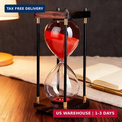 Hourglass Timer 60-Minute Large Vintage Hour Glass with Wooden Frame for Modern
