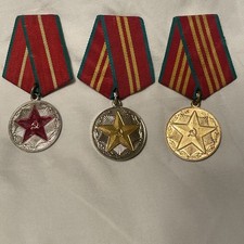 Set of vintage Soviet medals for long service of the USSR Armed Forces 101520