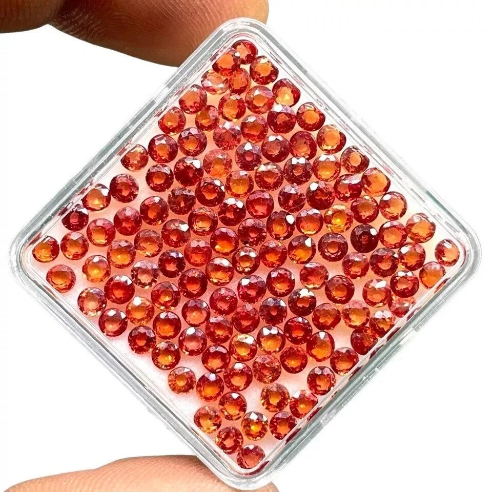 30 Pcs Natural Orange Ceylon Sapphire 6 mm Round Cut Loose Gemstones Lot - Image 3 of 4