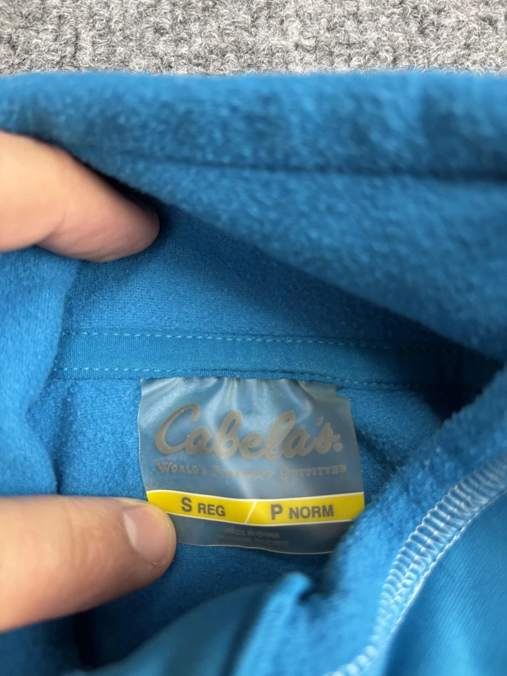 Cabela's Pullover Mujer Pequeño Azul Cuarto Cremallera Vellón Pulgares Senderismo Foto 2 de 4
