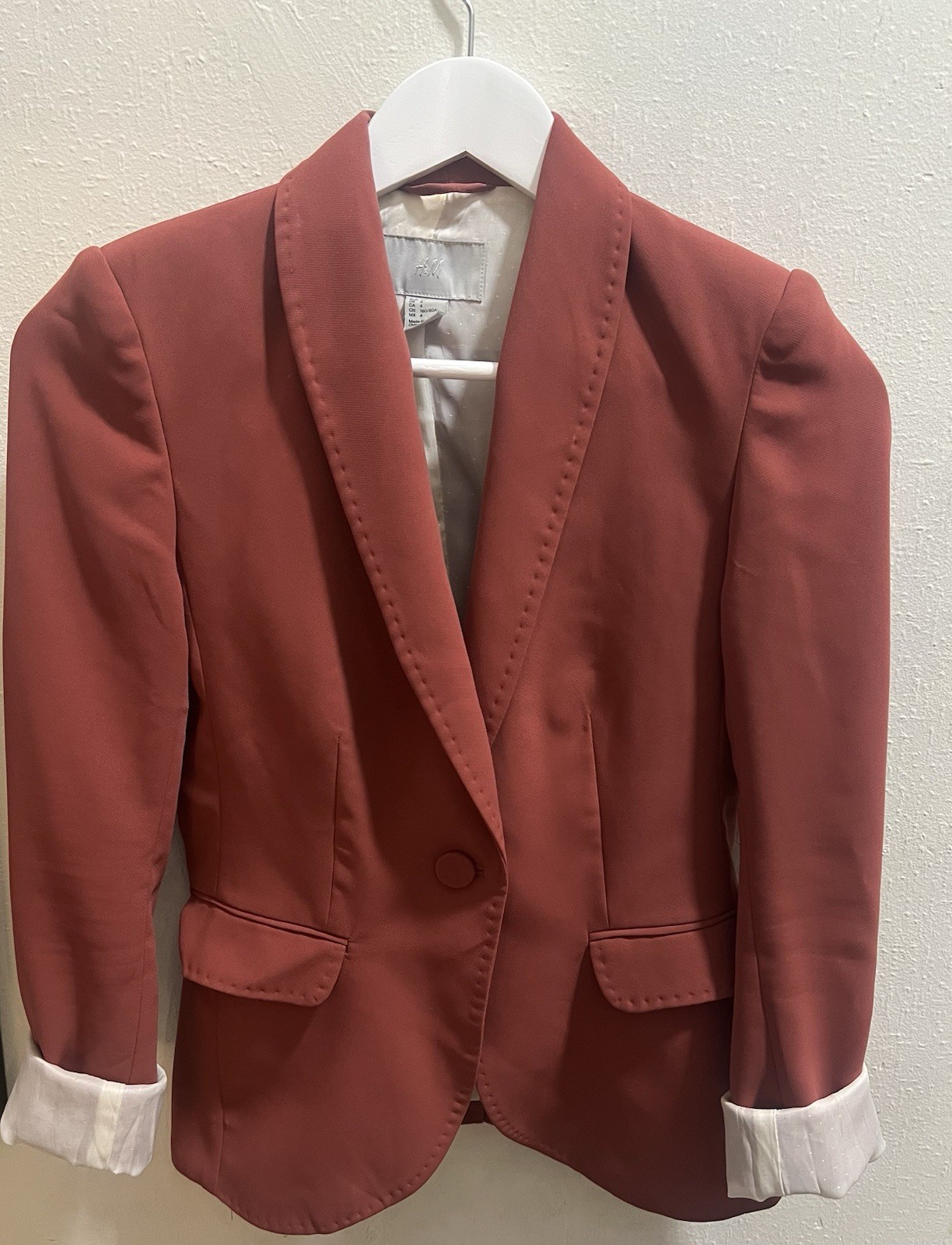 H&M Rust Single Button Lined Blazer Jacket Short … - image 1