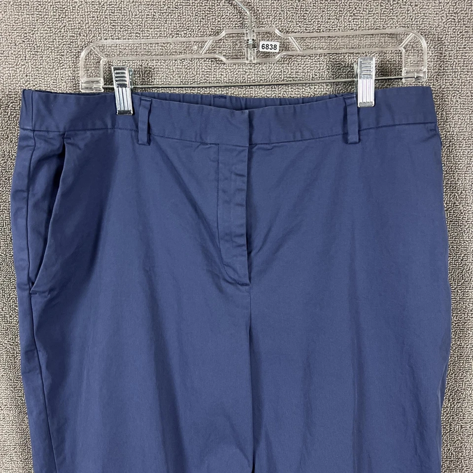 Calça Eileen Fisher Feminina Grande Azul Marinho Algodão Elástico Cônico Fino Tornozelo Chino - Imagem 2 de 4
