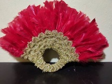 Clutch Semi-Circle Hand Fan, African Traditional Wedding Bridal Feather Hand Fan