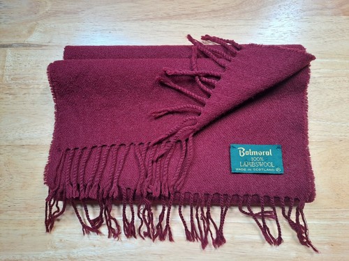 Balmoral 100% Lambswool Scarf Burgundy Red Fringe Soft Warm Scotland 55" by 10"