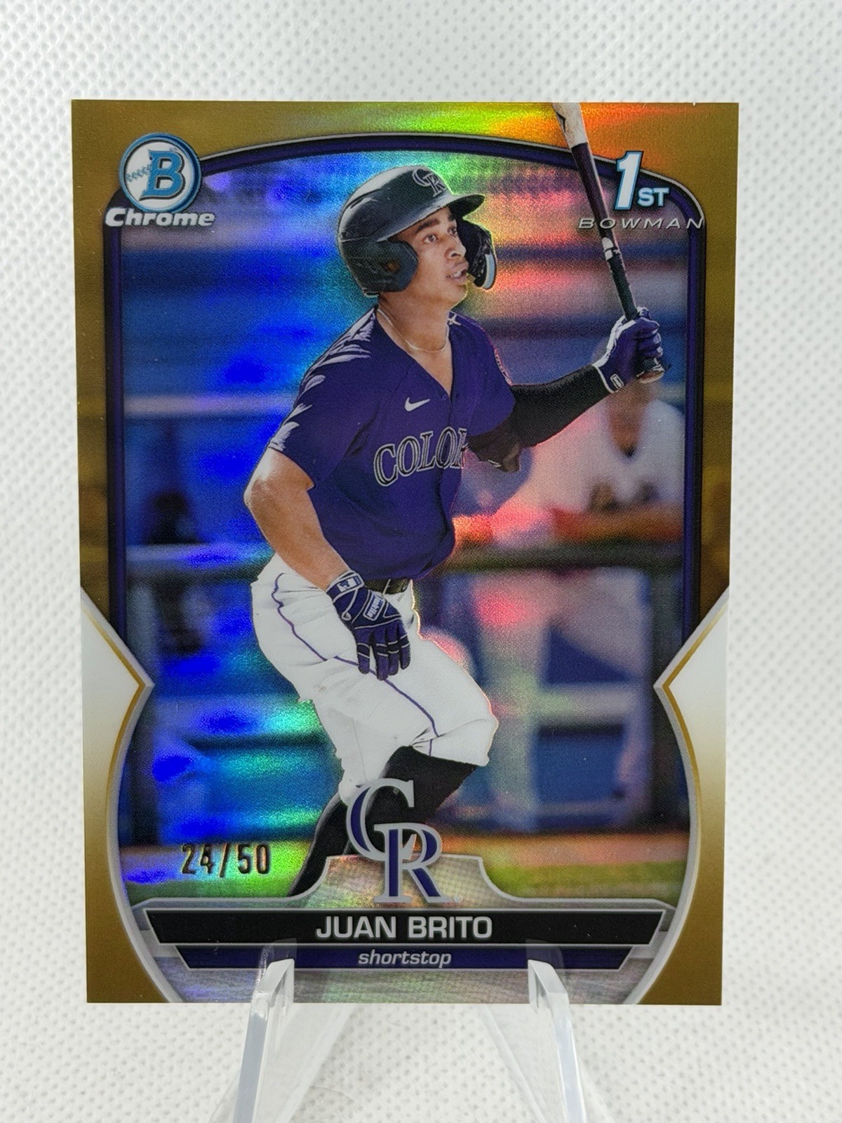 Juan Brito - 2023 Bowman Chrome #BCP-77 Gold Refractor /50 1st Bowman