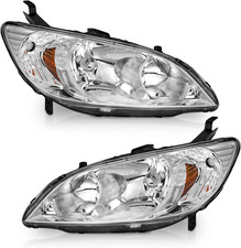 Headlights Pair Chrome Housing Left Right Side For 2004-2005 Honda Civic 2/4Door