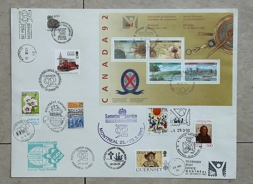 Canada #1407a Rare Cover with multiple countries stamps with EXPO cancel #2