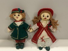 Vintage Victorian Children 13" Christmas Dressed Dolls Fabricraft Bernat 1990