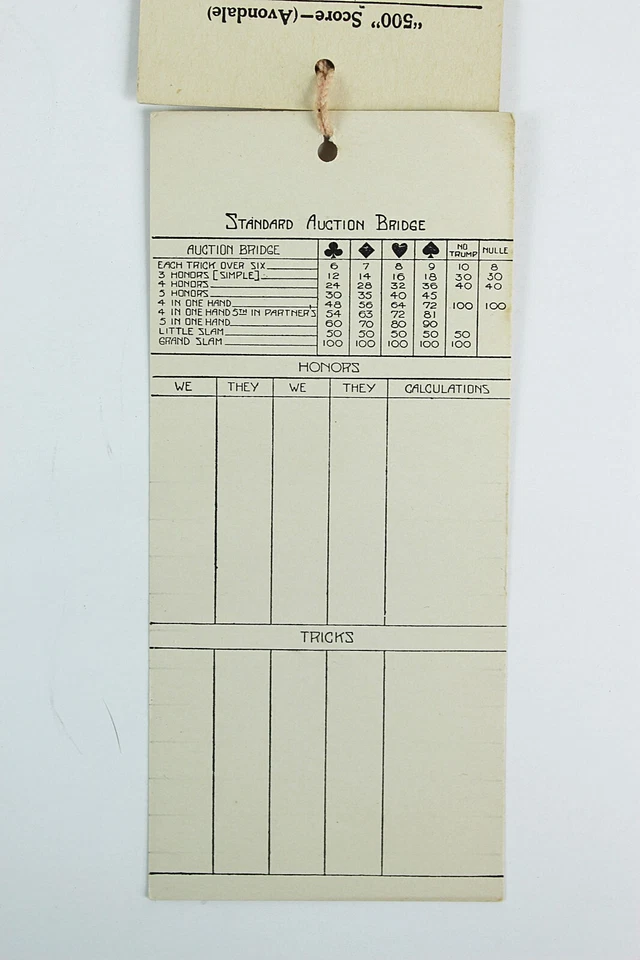 Cartão de contagem de ponte década de 1920 brownie litografia cor 2 peças 5,25 x 2,5 polegadas - Imagem 4 de 4