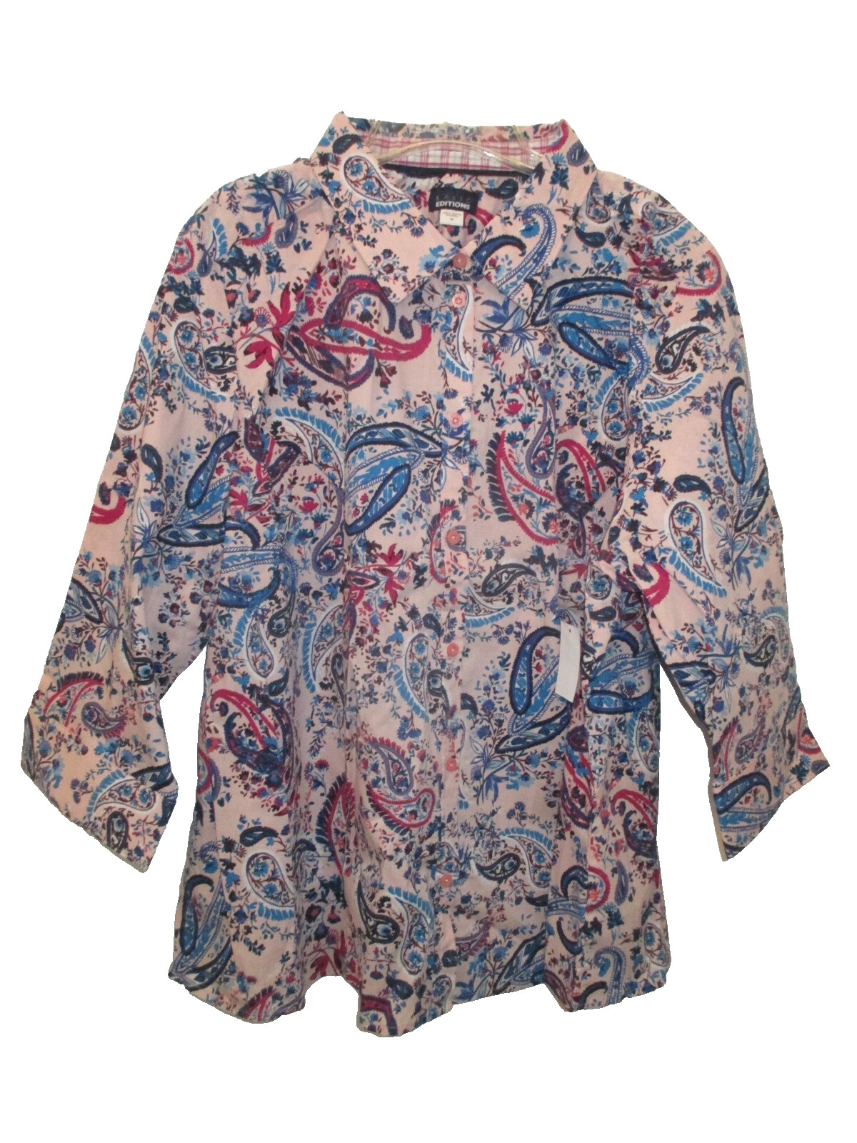 Women's Plus Size 3X Basic Editions Blouse Cotton… - image 1