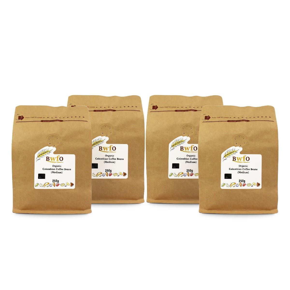 Organic Colombian Coffee Beans (Medium) 1kg | BWFO | Free UK Mainland P&P