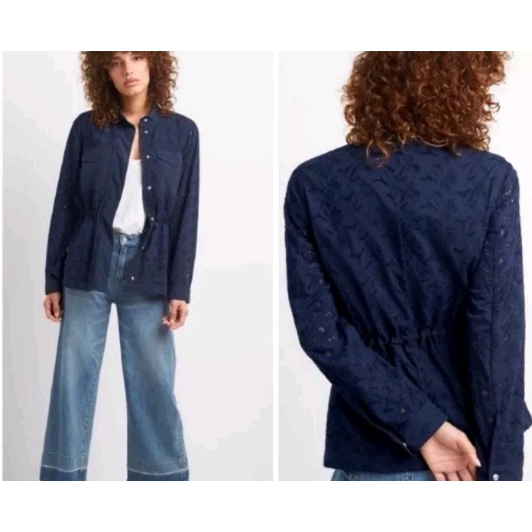 Women's Gap Snap Front Eyelet Utility Navy Jacket Size L