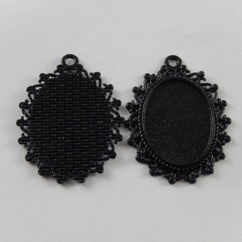 6 piezas Bandeja de ajuste de cameo ovalado de aleación de color negro Dije Colgante Artesanía 37816 - Imagen 5 de 5