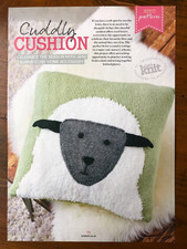 Jane Burns knitting pattern DK & fur nursery room cushion with sheep motif
