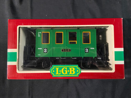 L G B  THE BIG TRAIN 3010 MODEL TRAIN G SCALE GREEN 4 WHEEL VINTAGE IN BOX - Picture 1 of 5